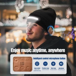 M1-BTD3 Rechargeable LED Light Beanie Hat Night Running Bluetooth-Compatible Music Headset Cap