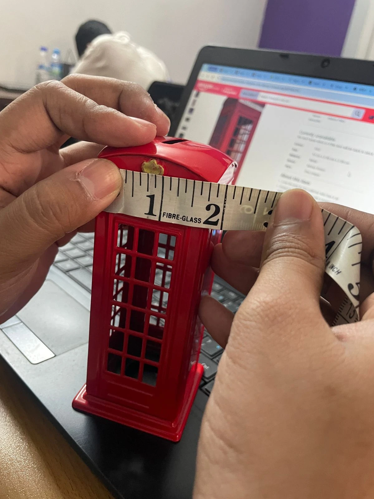 Die cast metal telephone box money bank