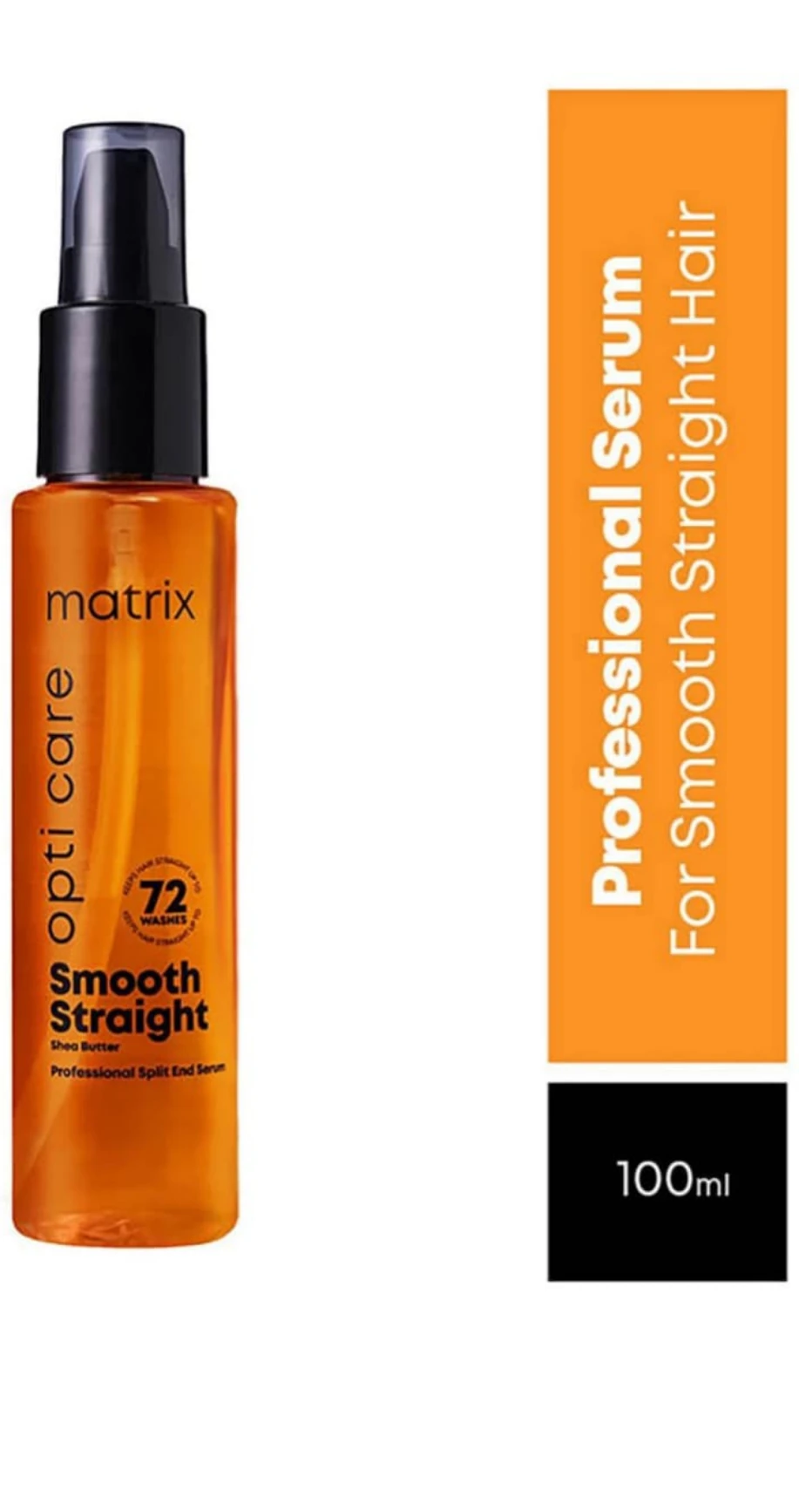 Matrix Hair Seum 100ml Opti Care Smooth Straight Professional Split End Hair Serum with Shea Butter for All Hair Types - Paraben Free