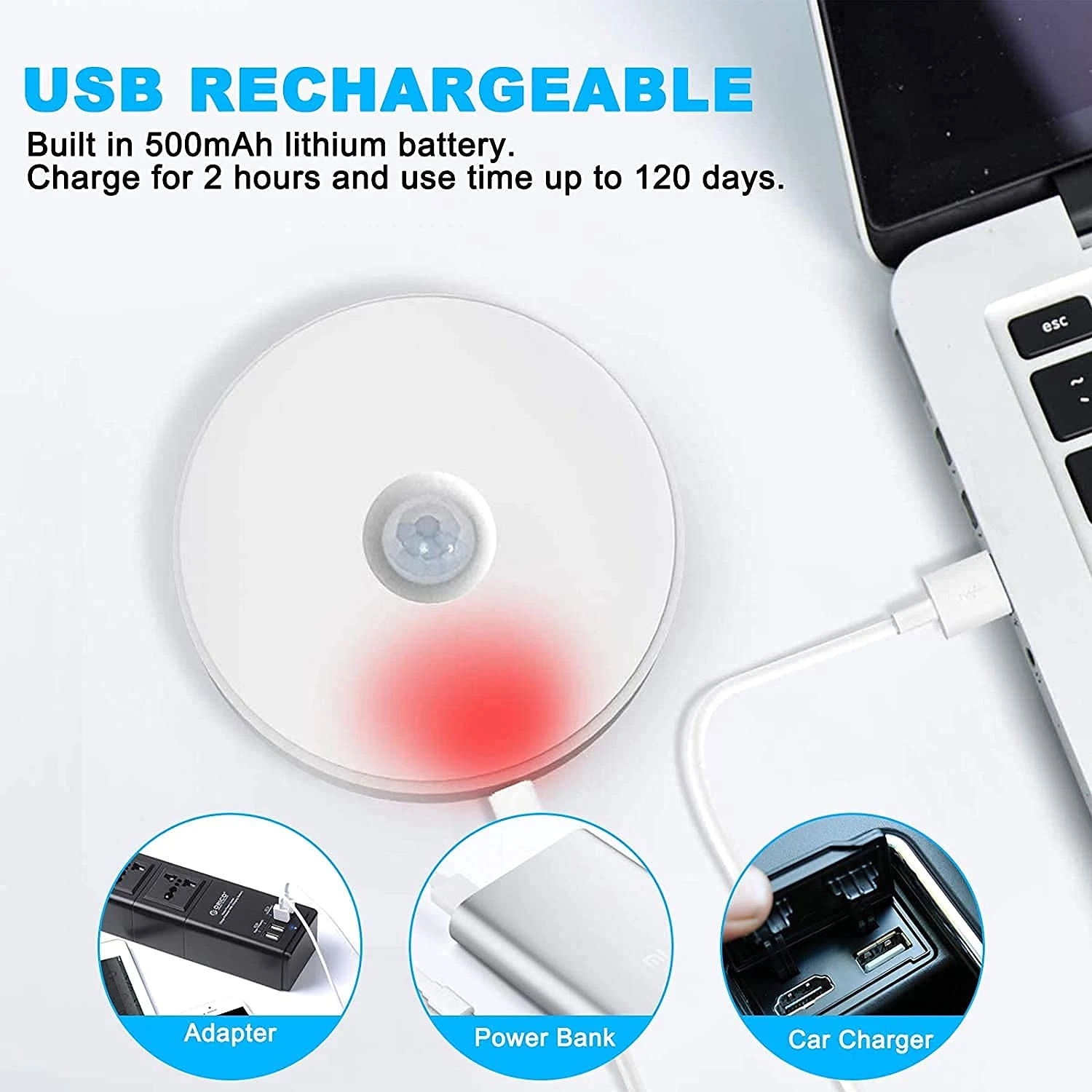 Wireless Motion Sensor Led Wall Night Light With Usb Charging Stick Lamp