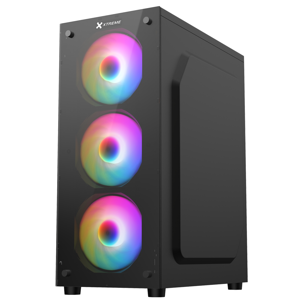 Xtreme 100E Mid Tower ATX Black Desktop Casing With 4 RGB Fan