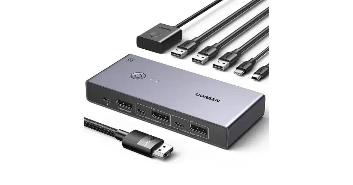 UGREEN CM695 (25962) 2 In 1 Out DisplayPort KVM Switch
