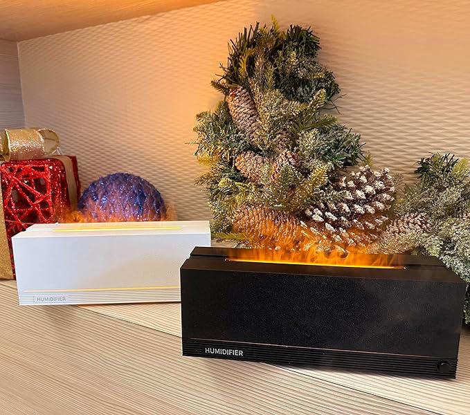 Fireplace Flame Diffuser by AlphaDesignLuxe, Aromatherapy Essential Oil Diffuser, 320ml Cool Mist Ultrasonic Humidifier