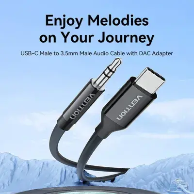 VENTION BIFBF USB-C Male to 3.5mm Male Audio Cable with DAC Adapter - 1M