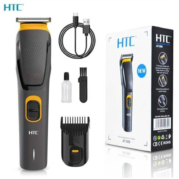 HTC AT-509 Cordless & Rechargeable Trimmer with 8 Length Settings and Self-Sharpening Blades for Beard and Hair Care