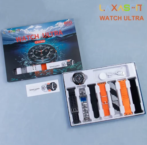 LAXASFIT Smart Watch 7+1 Set Bluetooth Call Message Reminder Health Monitor Multiple Bands Switchable Smartwatch For IOS/Android