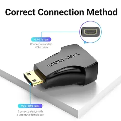 VENTION AISB0 Mini HDMI Male to HDMI Female Adapter - Black