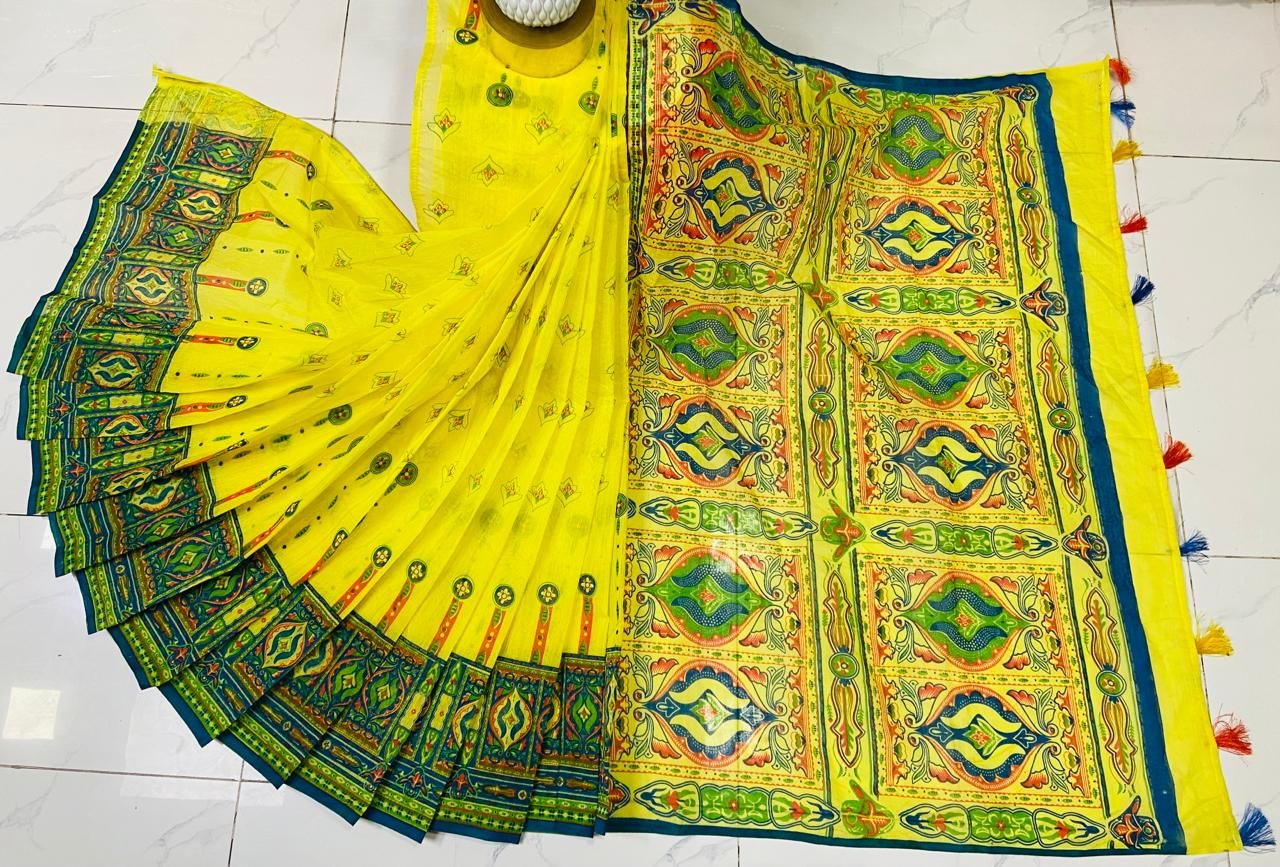 হাফ সিল্ক স্কিন প্রিন্ট শাড়ি