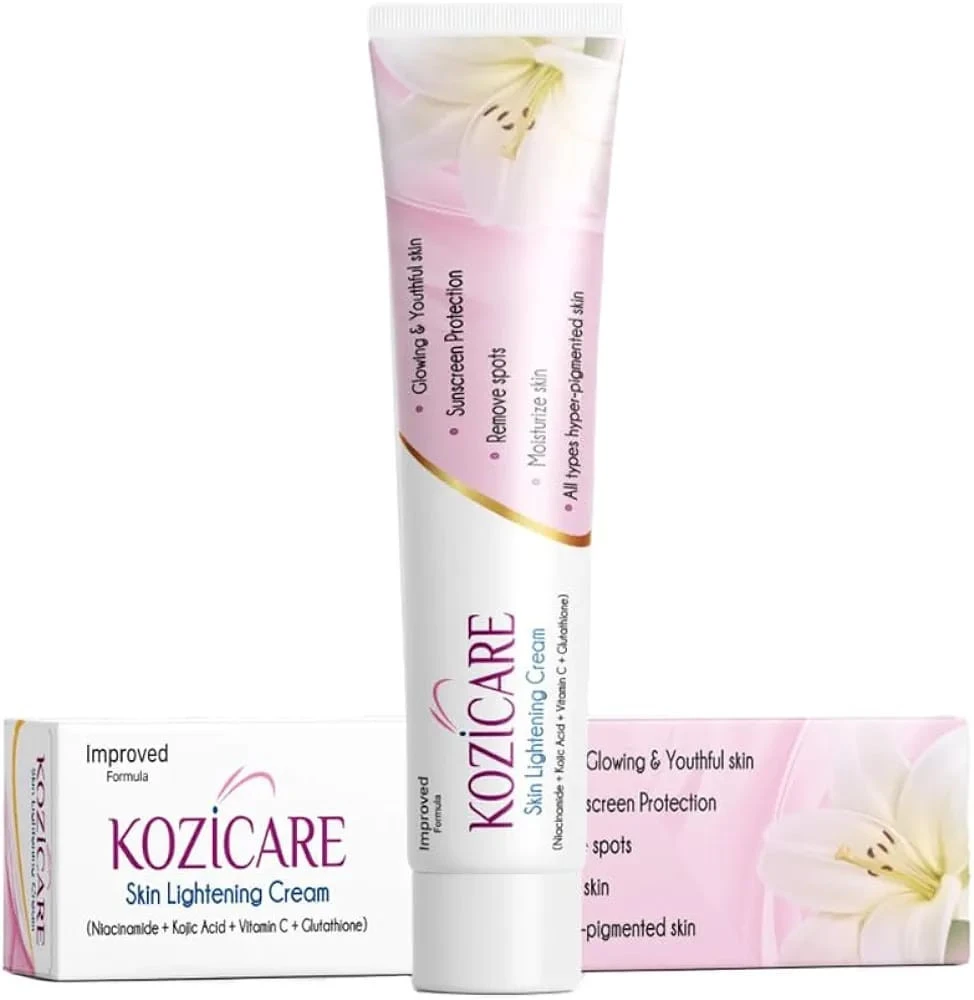 Kozicare Skin Lightening Non-Sticky Cream 15gm | Enriched with 3% Kojic Acid, 1% Alpha Arbutin, 1% Glutathione, 2% Niacinamide, 2% Vitamin C | Best for Melasma, Pigmentation, Dark/Age Spots, Uneven Sk