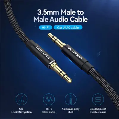 Vention BAWBG Cotton Braided 3.5mm Male Audio Cable - 1.5M