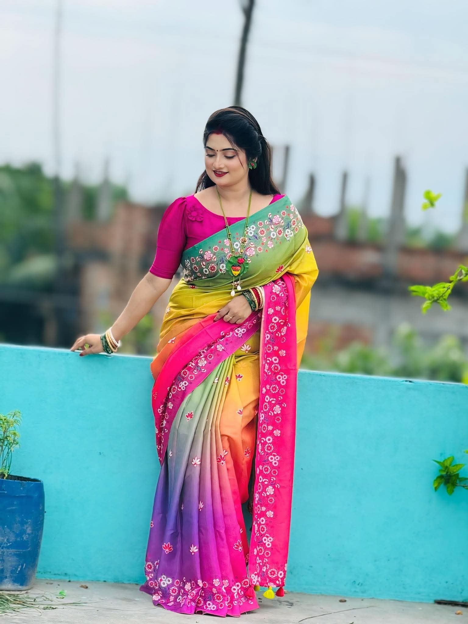 Japani silk saree with blause pcs