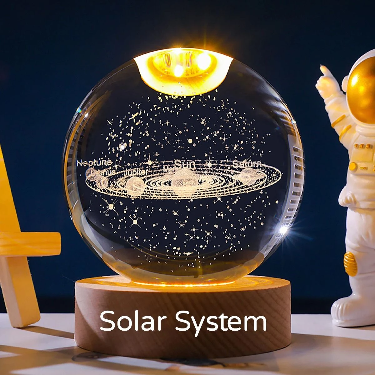 3D Crystal Bal – Solar System With Stars (1 Color Base)