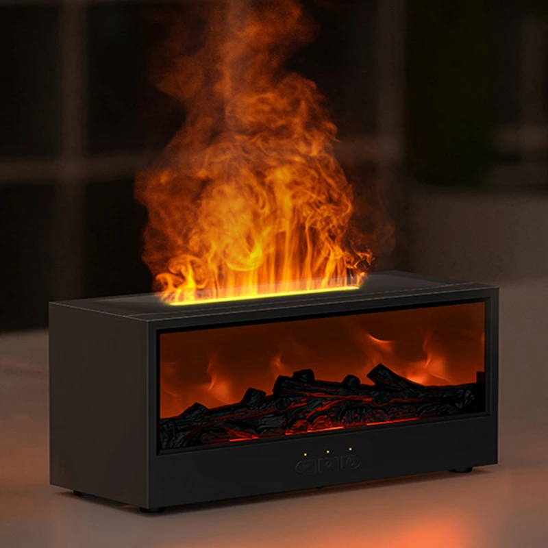 Led Light Flame Fireplace Aroma Diffuser Humidifier