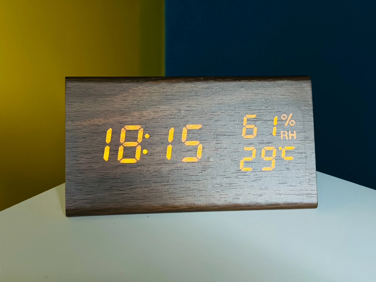 Triangle Wooden Style Digital Led Clock-Dark Wood
