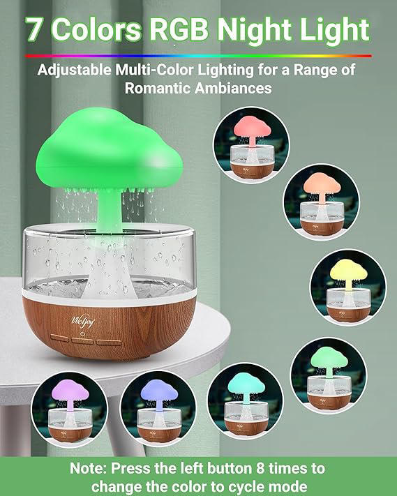Weljoy Zen Raining Cloud Night Light Aromatherapy Essential Oil Diffuser