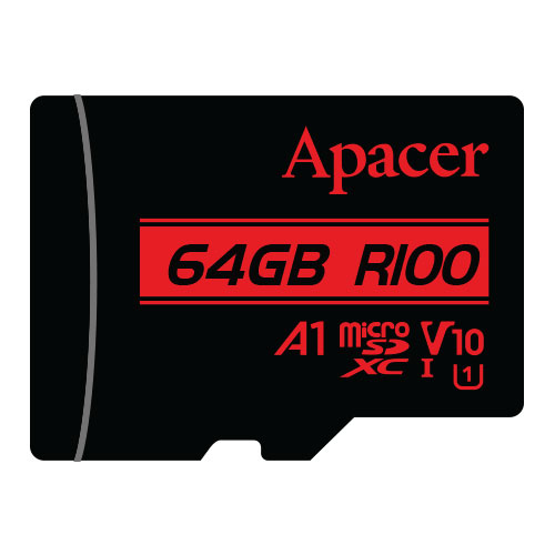Apacer 64GB microSDXC UHS-I U1, Class10, R100, NO Adapter (AP64GMCSX10UB-RA)