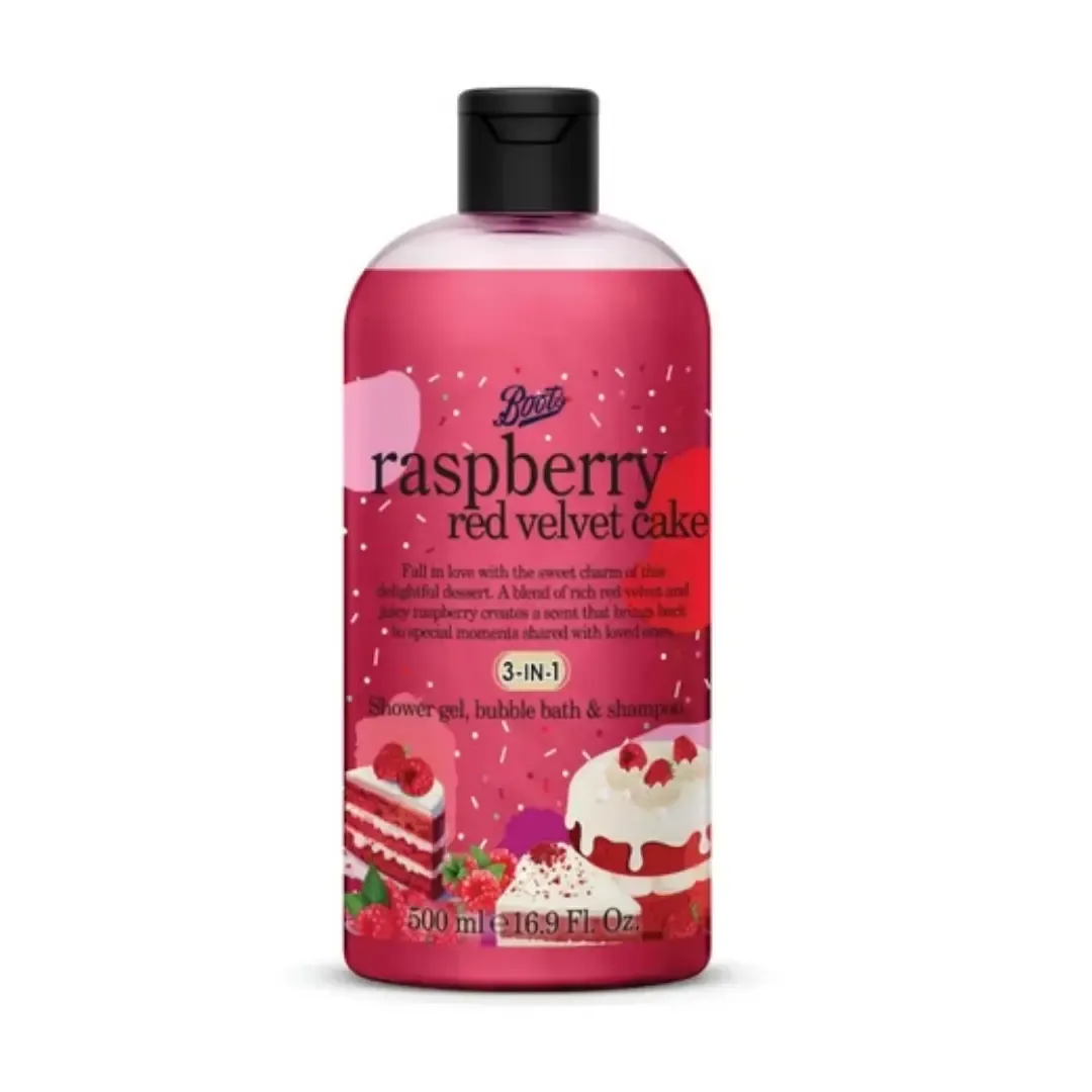 Boots Raspberry Red Velvet Cake 3 in 1 Shower Gel 500ml