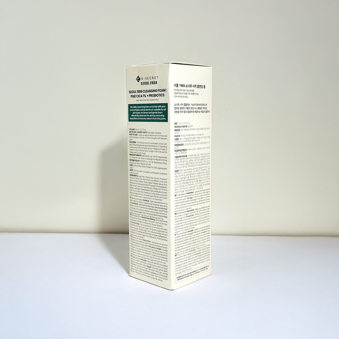 K-Secret Seoul 1988 Cleansing Foam : Pine Cica 1% + Probiotics 150 ml