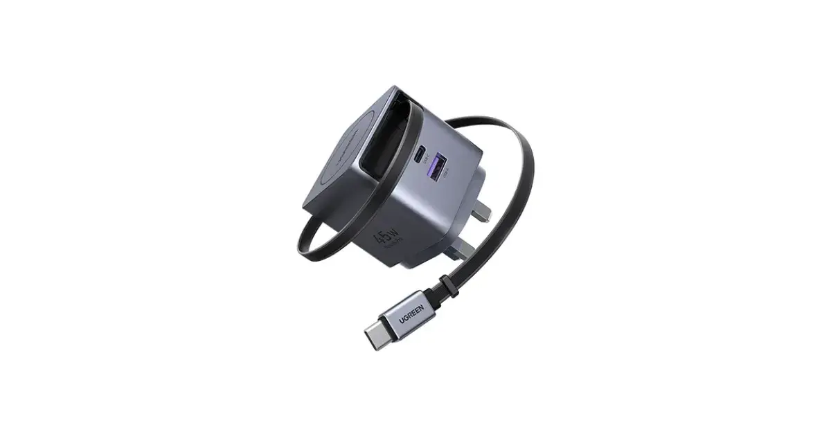 UGREEN x614 (65823) 45W GaN Fast Charger with Retractable Cable - UK