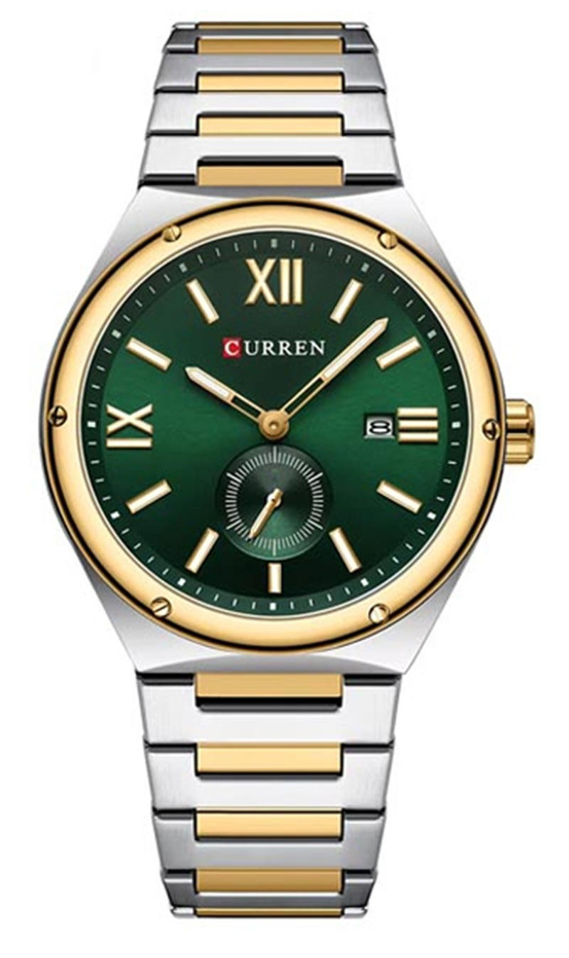 Curren 8471 Luxury Stainless Steel Quartz Watch for Men - Silver Green