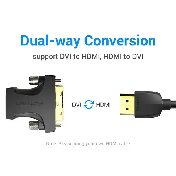 VENTION AILB0 HDMI Female to DVI (24+1) Male Adapter - Black