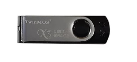 Twinmos X3 64GB USB 3.1 Gen 1 Black-Silver Pen Drive