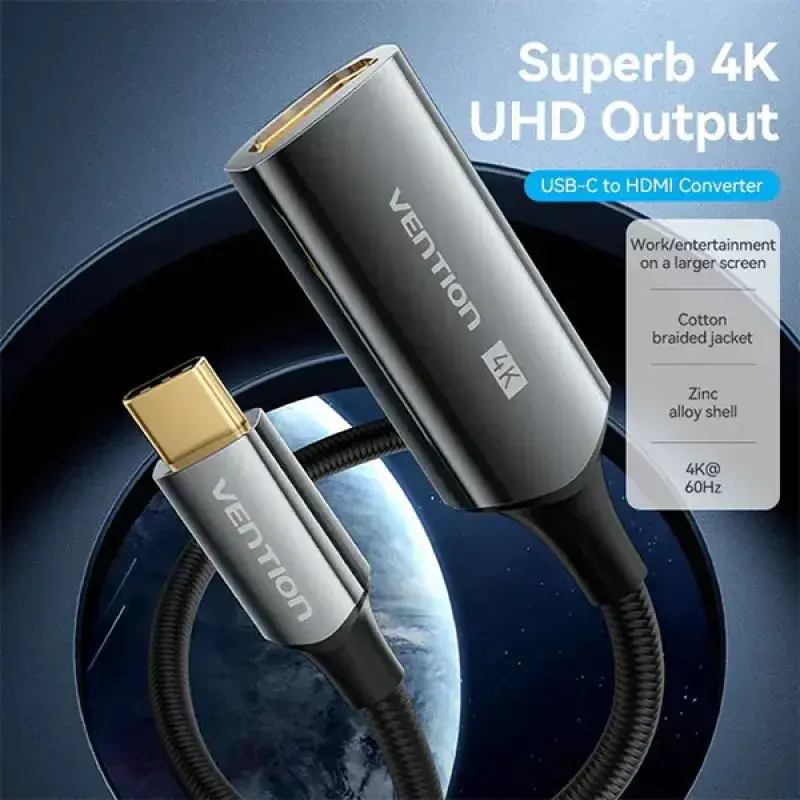 VENTION CREBC Cotton Braided USB-C to HDMI 4K Converter