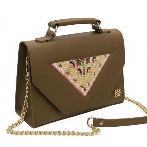 Vetiver Crafted Genuine Leather Lady’s Bag (Sienna)