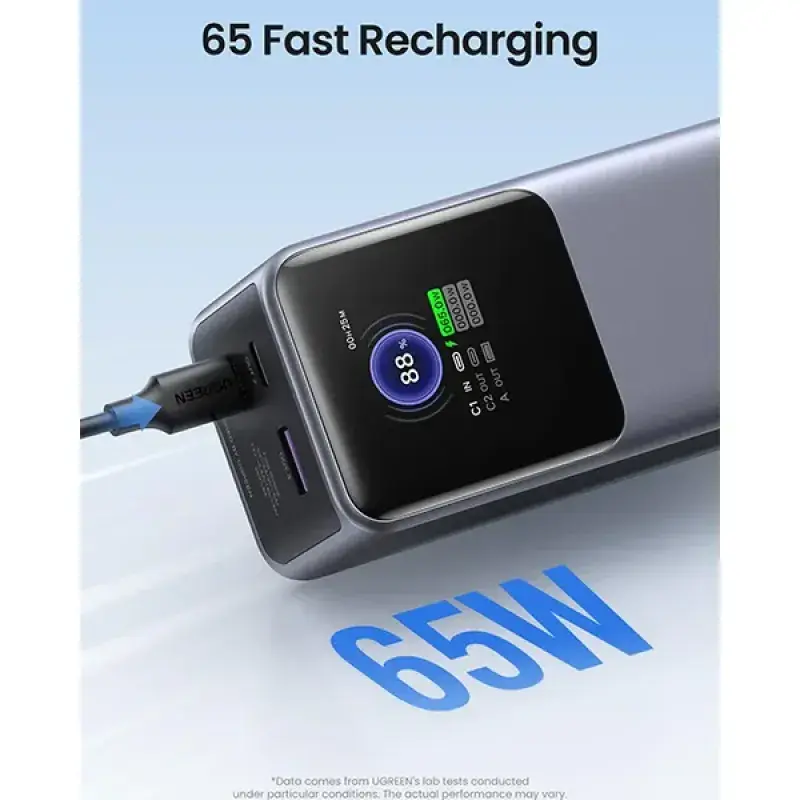 UGREEN PB723 (55365B) 130W Power Bank with Built-in Cable