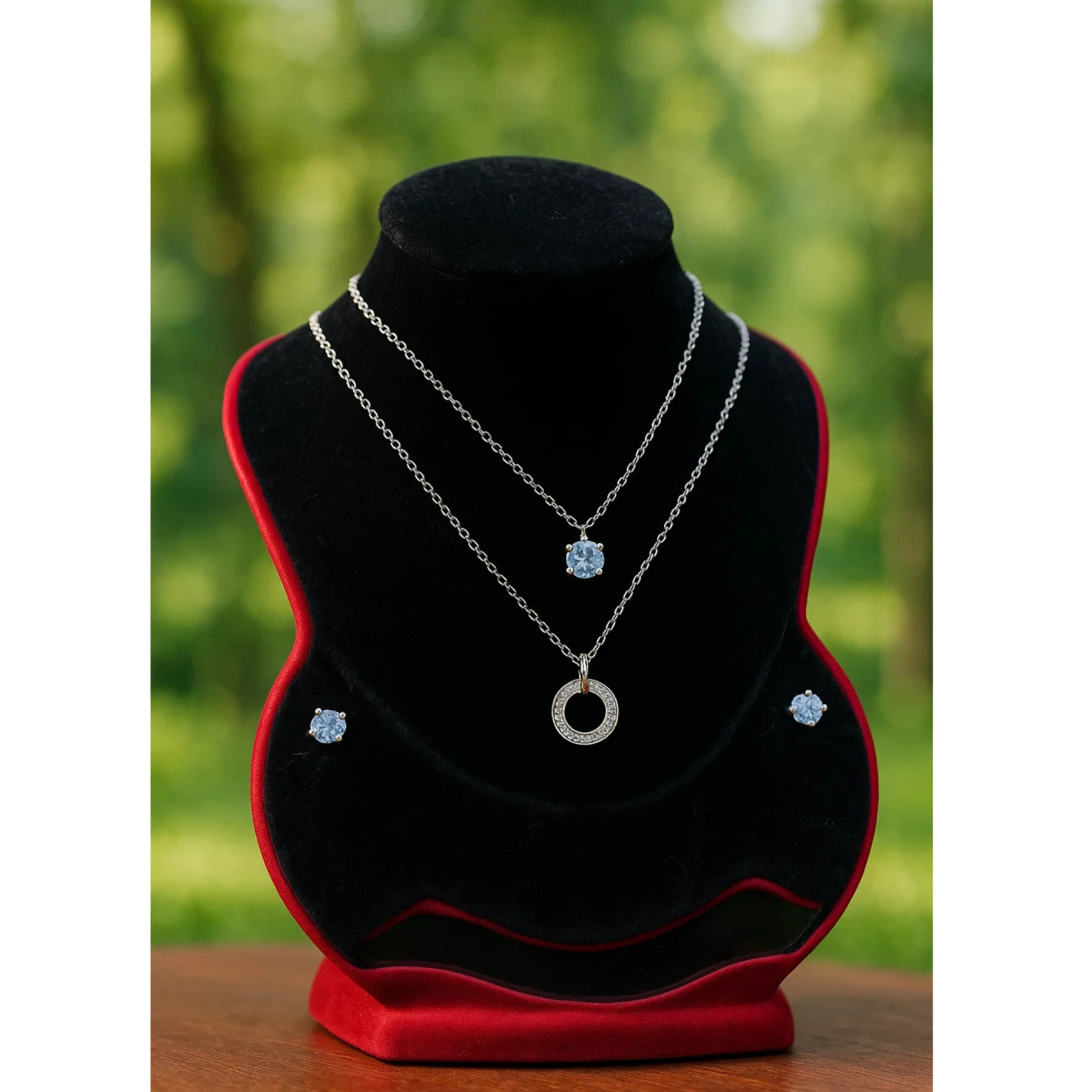Necklace With Matching Radiant Crystal Stud Earrings.