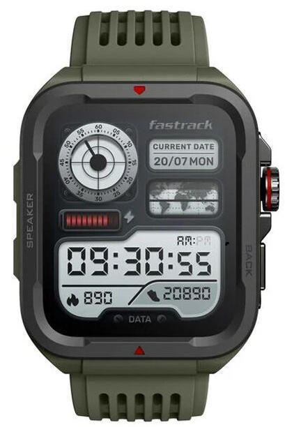Fastrack Active 1.83 HD Display,Functional Crown,BT Calling with Advanced Chipset Rugged Smartwatch - Green