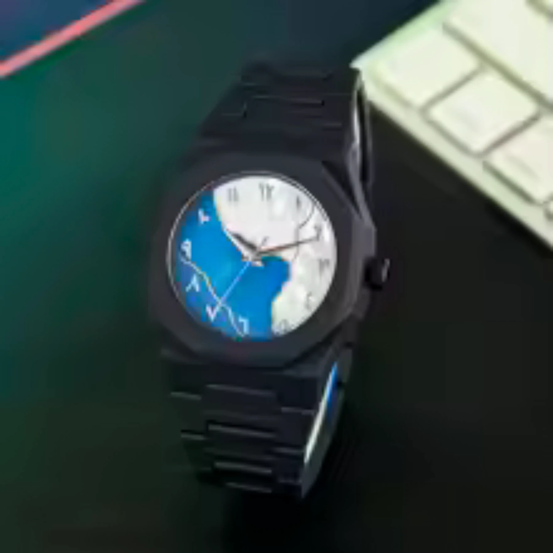 Aura watch 2025 New Arabic Aura Watch ( multi colour dial) Modern Creative Design (Chain cutter + Box free)