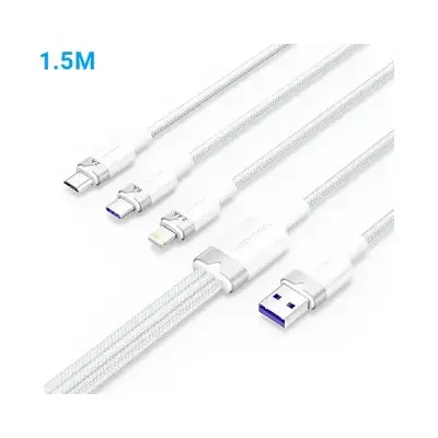 VENTION CTRWG Cotton Braided 3-in-1 USB 2.0 6A Cable - 1.5M