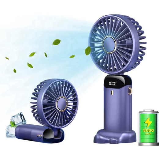 Portable Fan Personal Fan 5000MAh Rechargeable,5 Speeds with LED Display,90° Adjustable Multicolour