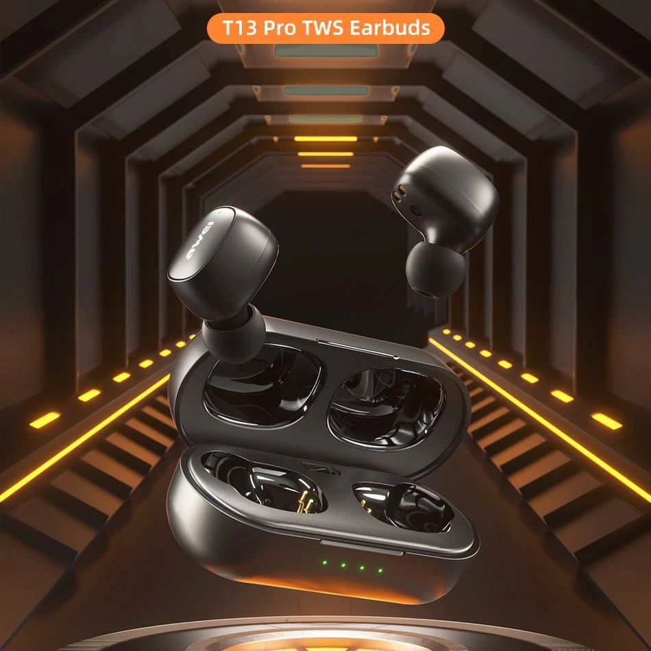 Awei T13 Pro TWS Touch Earbuds – Black Color