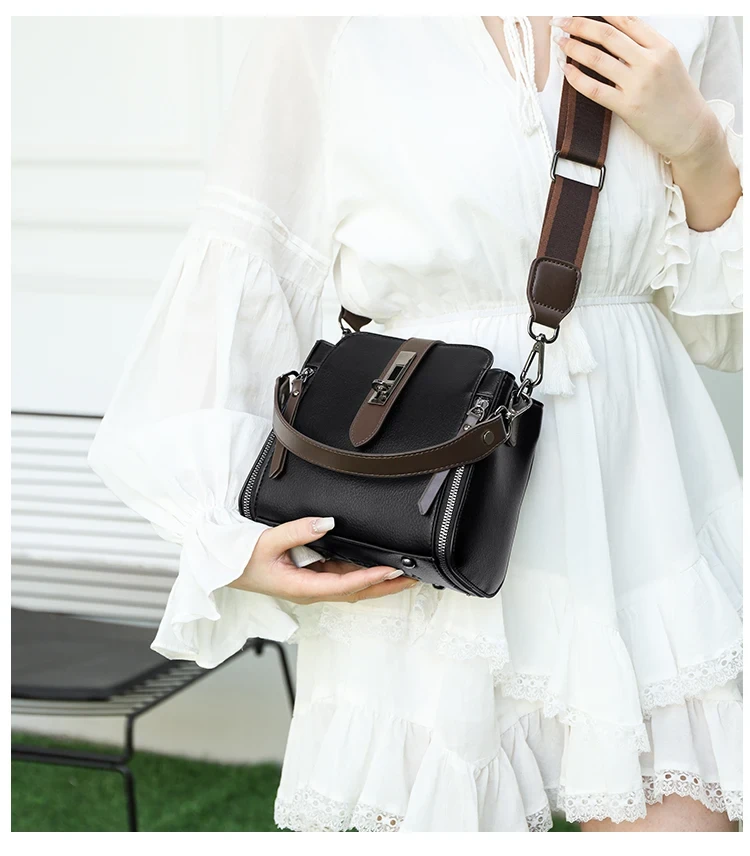 High-quality Messenger Bags For Women Luxury Crossbody Shoulder Bags Female(Black)