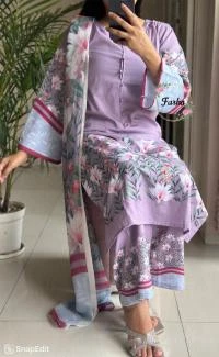 Digital Print Three Piece - Silk Set
