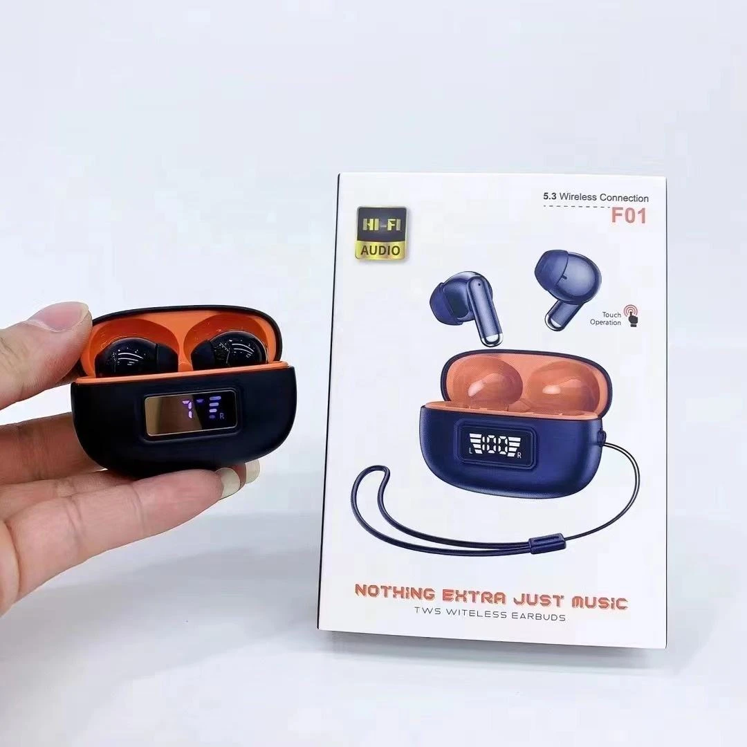 F01 Newest Tws True Wireless BT 5.3 Macaron Headphones Digital Hifi Stereo Low-latency Gaming Sports Headset With Lanyard f01
