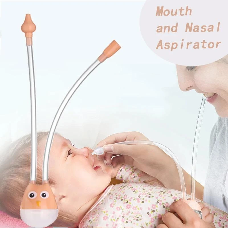 1pcs Newborn Baby Nasal Aspirator Kids Nose Cleaner Sucker Suction Tool Protection Health Care Infant Safe Mouth Nasal Suction ( Random Colour )