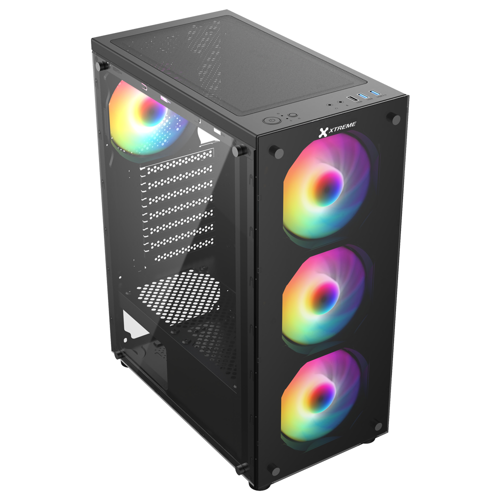 Xtreme 100E Mid Tower ATX Black Desktop Casing With 4 RGB Fan