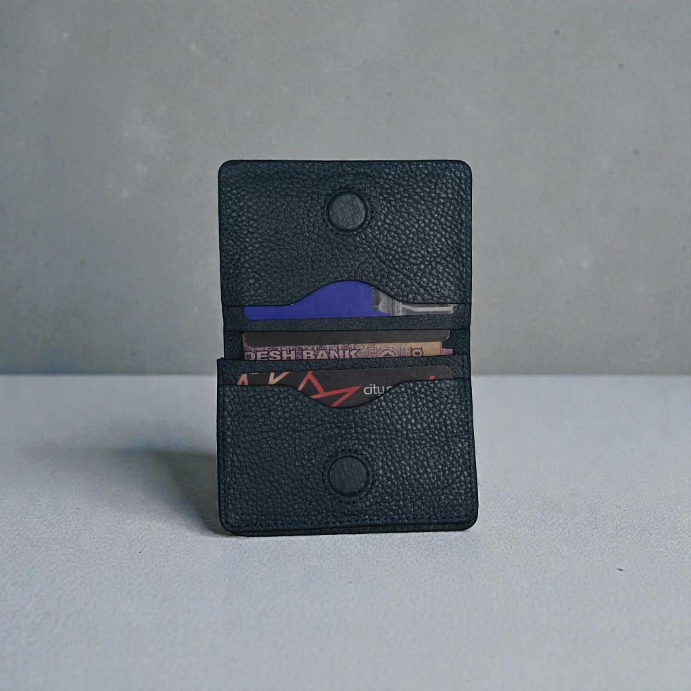 Zays Premium Leather Magnetic Card Holder - Slim and Eco-Friendly Mini Wallet for Unisex - Handmade Secure Compact and Stylish Design (ZCW120-Dark Grey)