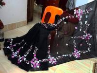 হাফসিল্ক শাড়ীতে হ্যান্ডপ্রিন্ট তুলির কাজ করা