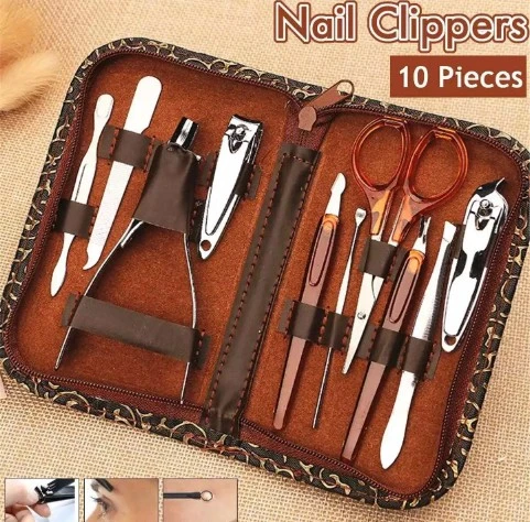 Stainless Steel Nail Clipper File Scissor Ear Pick Manicure Pedicure Tools