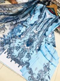 Embroidery Sequence Digital Print Three Piece