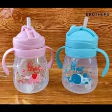 Baby Mumpot Waterbottle Smile Baby Drinking Water Pot With Straw & Pipe 300Ml Multicolor Available