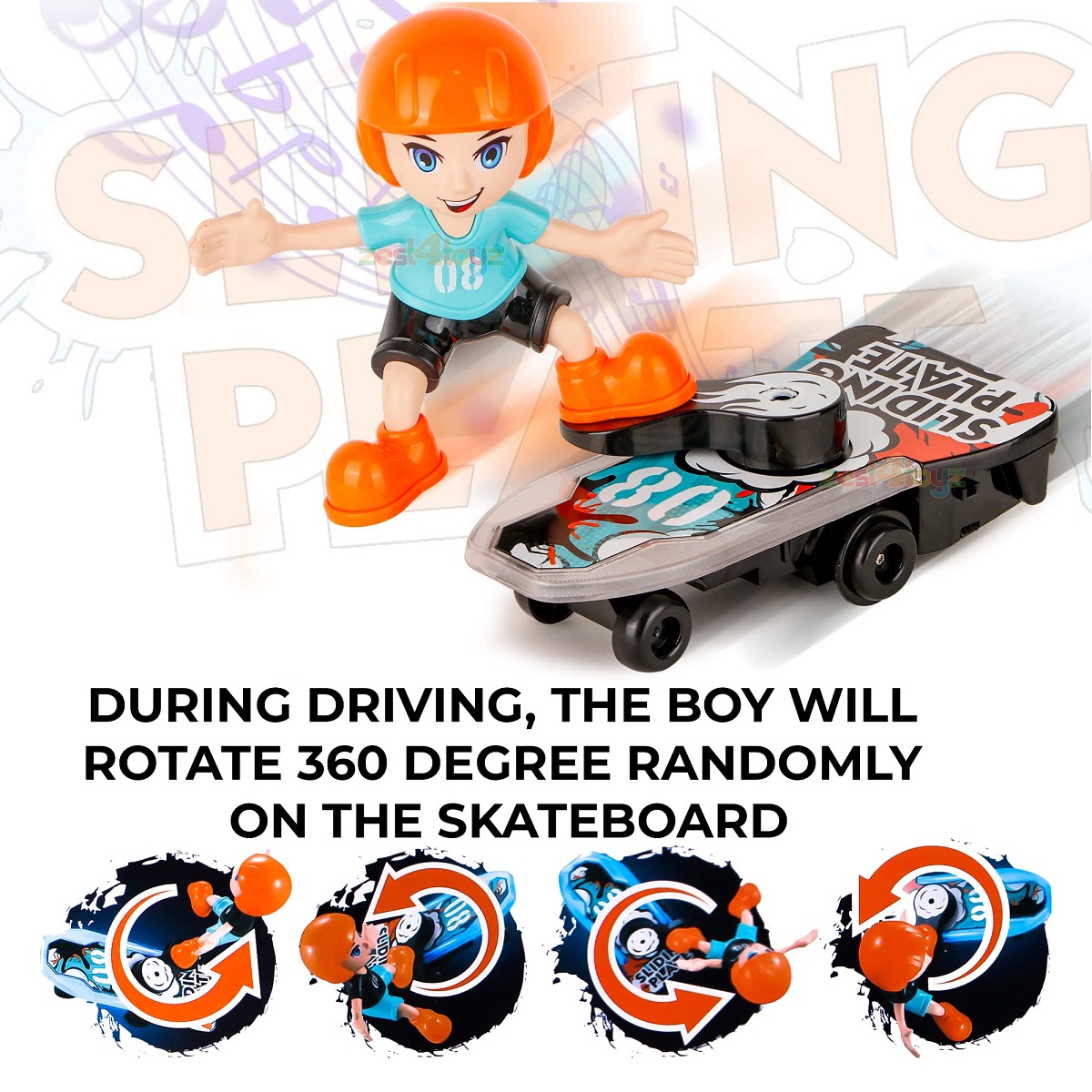 Sliding Plate -Electronic Stunt Skateboard Boy with Music & Light Effect (Multicolor)
