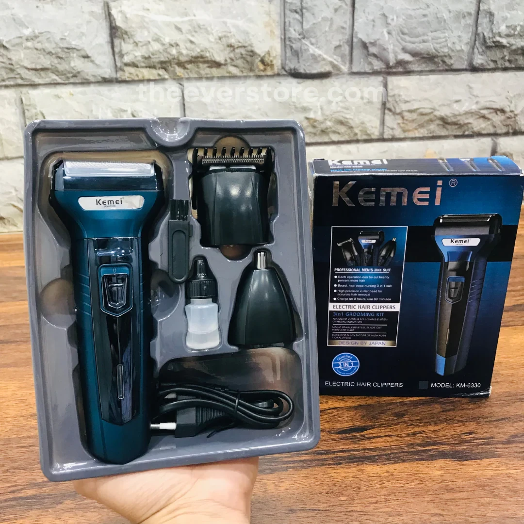Kemei Km-6330 3 In 1 Professional Hair Trimmer Super Grooming Kit Shaver Clipper Nose Trimmer 3