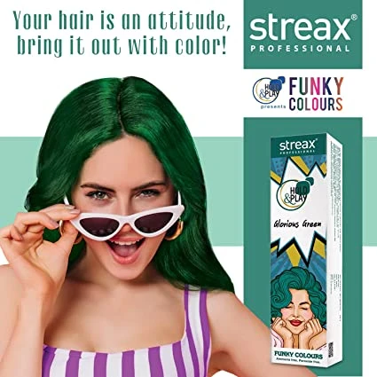 Streax Professional Hold and Play Funky Hair Colour Glorious Green (100gm)