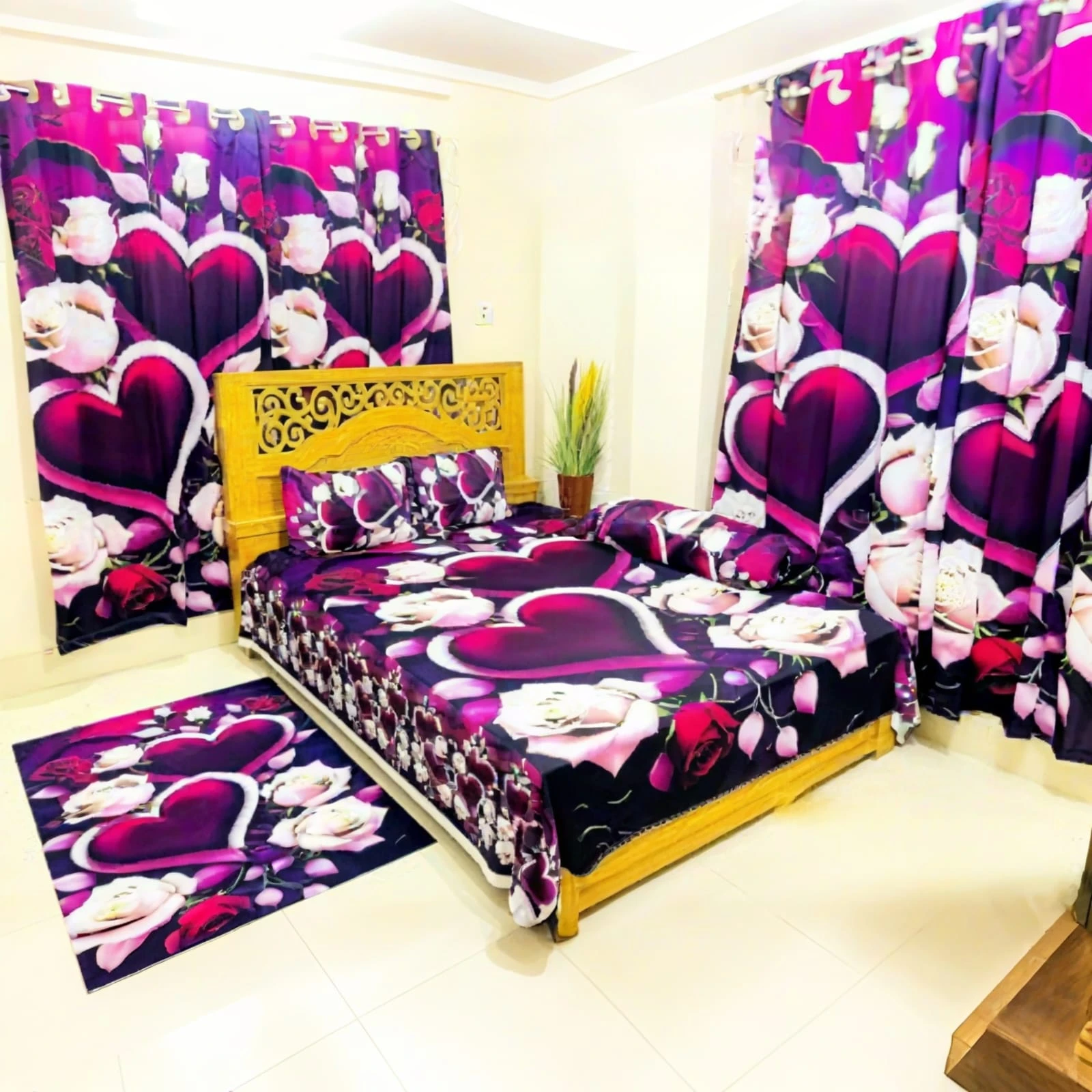 Water Proof China Premium 3D Design Bed Sheet King Size (7.8ft/6.8ft )