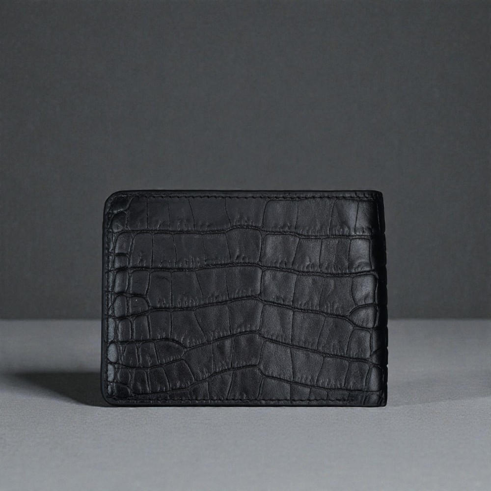 ZAYS Premium Handcrafted Crocodile Embossed Leather Bifold Wallet for Men And Women - Super Slim Durable Stylish Short Wallet - ZSW122-Black